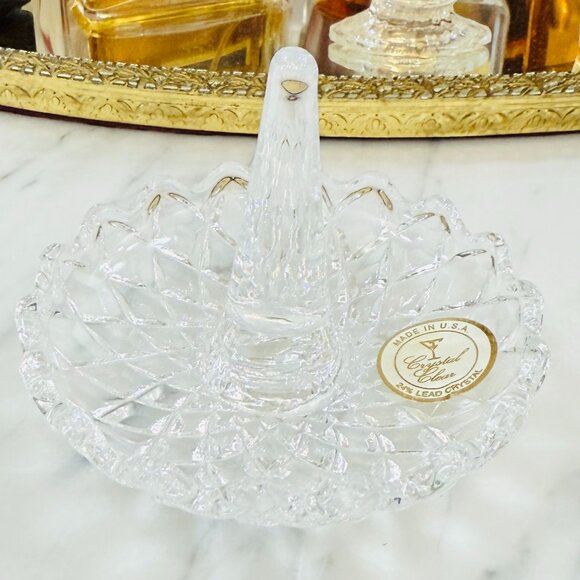 Vintage Crystal Ring Holder Dish - Picture 3 of 11
